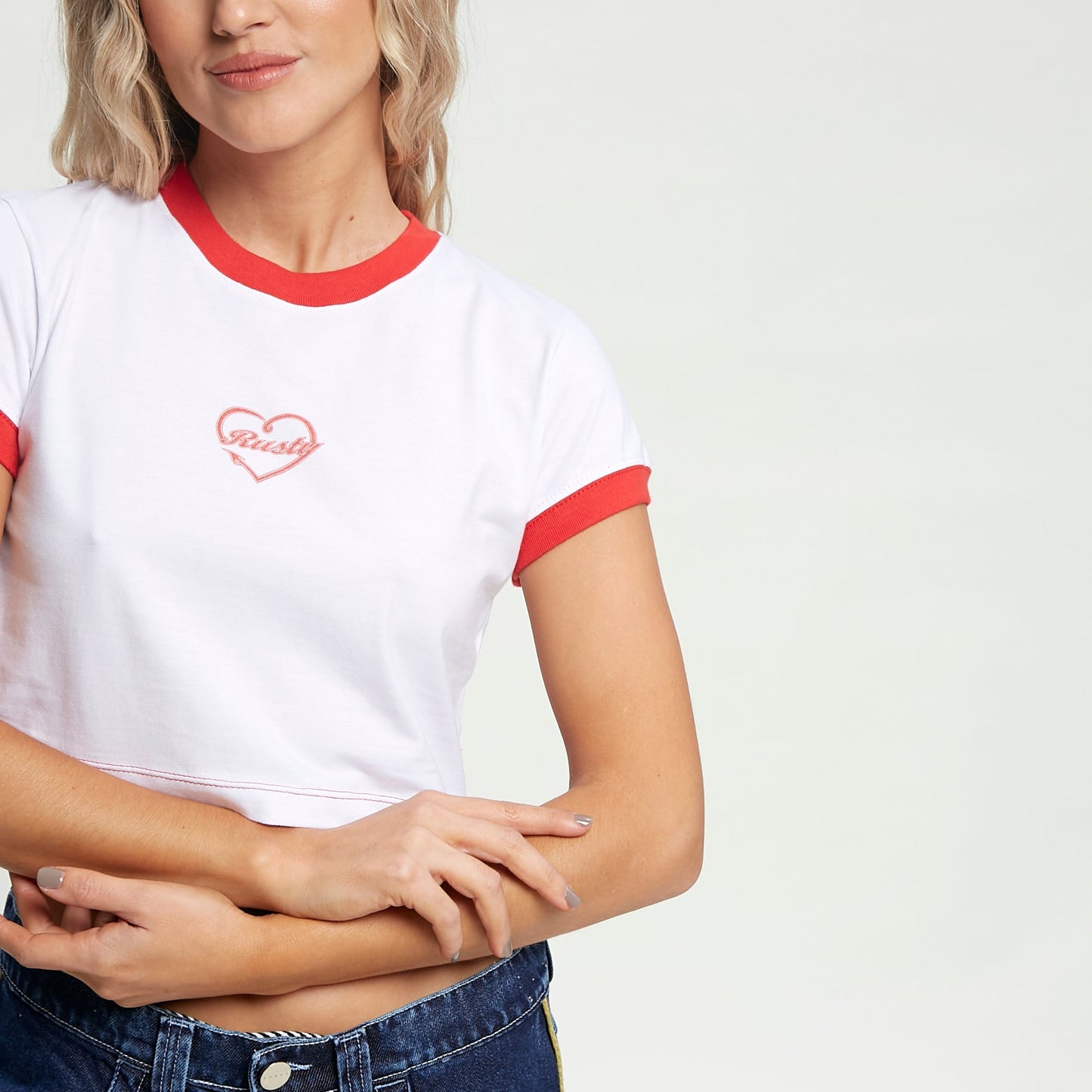 Remera Heart Ringer Skimmer Baby White