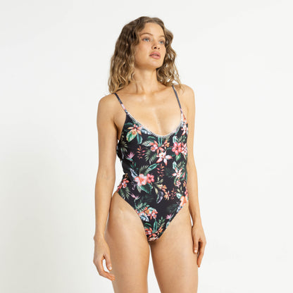 Bikini Heidi Floral Tie One Piece Black