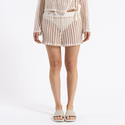 Short Sport I Kissed A Pearl Lace Booty Short Ecru