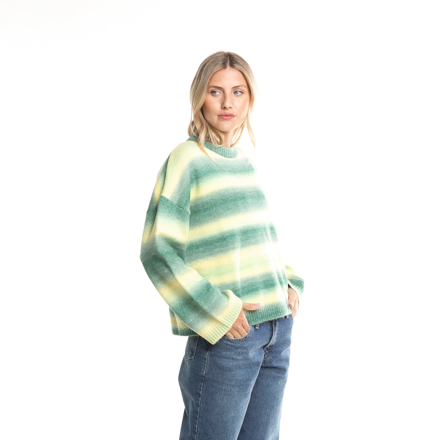 Sweater Marissa Long Sleeve Neck Ombre* Lime