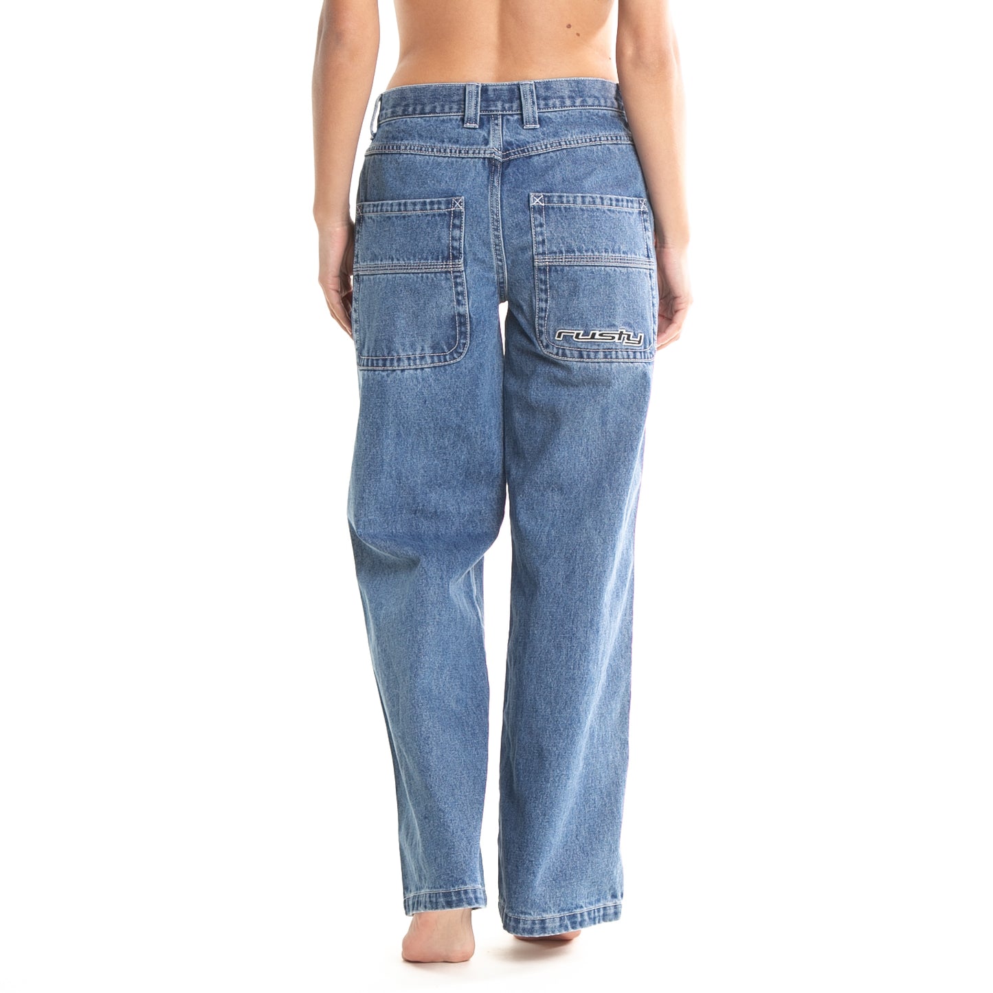 Jean Flip Mommy Low Rise Wide Leg Blue