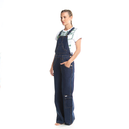 Enterito Dax Widegy Cargo Denim Overalls Dark Blue