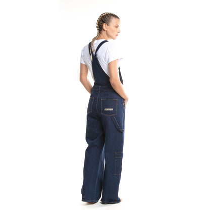 Enterito Dax Widegy Cargo Denim Overalls Dark Blue