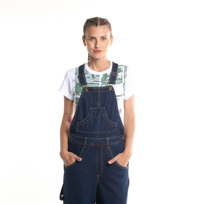 Enterito Dax Widegy Cargo Denim Overalls Dark Blue