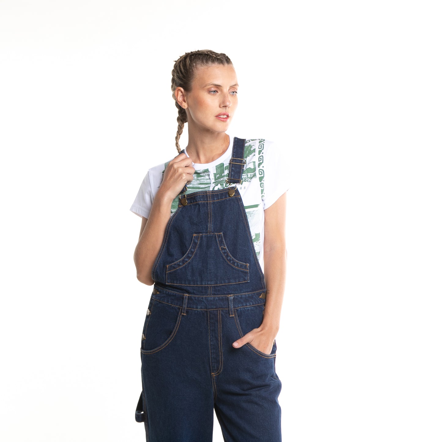 Enterito Dax Widegy Cargo Denim Overalls Dark Blue