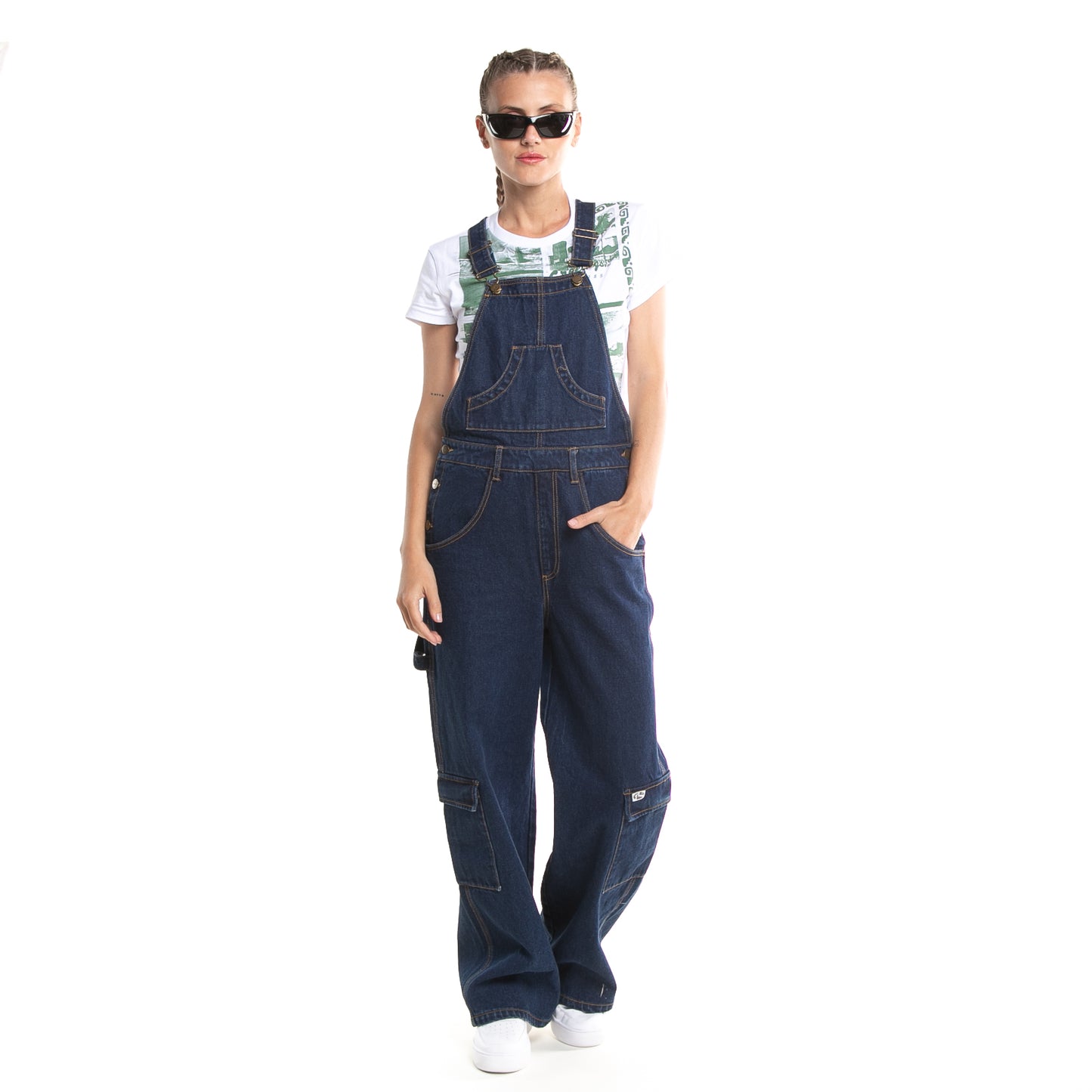 Enterito Dax Widegy Cargo Denim Overalls Dark Blue