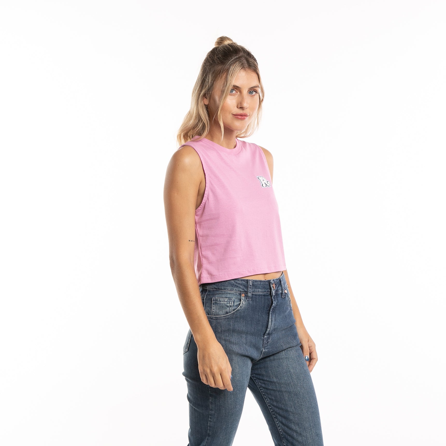 Musculosa Patch Crop  Ld Rose Bloom