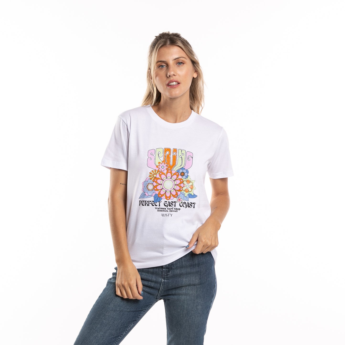 Remera Mc Flower Power Classic Ld White