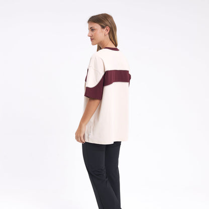 Remera Kinetic Oversize Cream/Burgundy