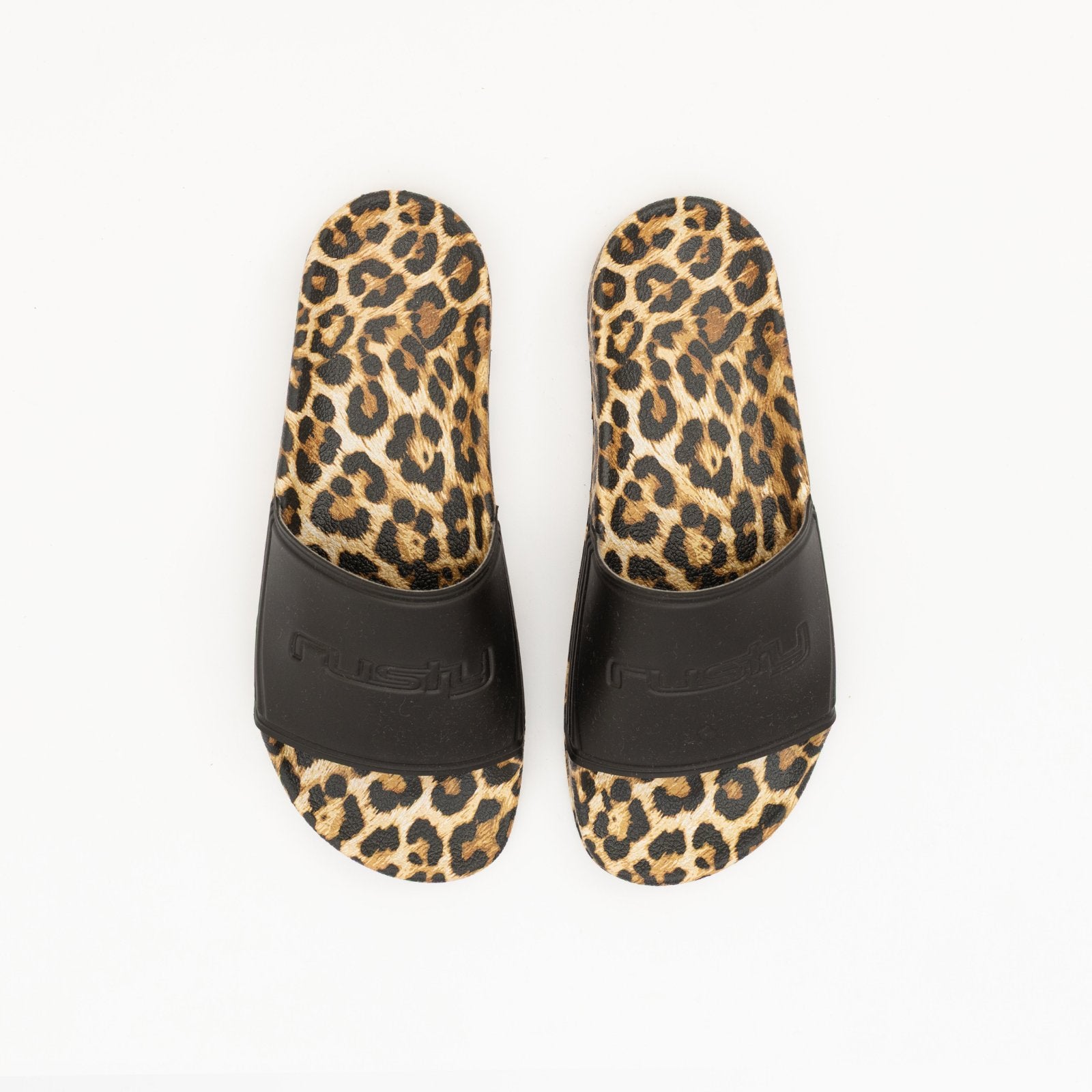 Ojotas Lennie Leopard Slide Black
