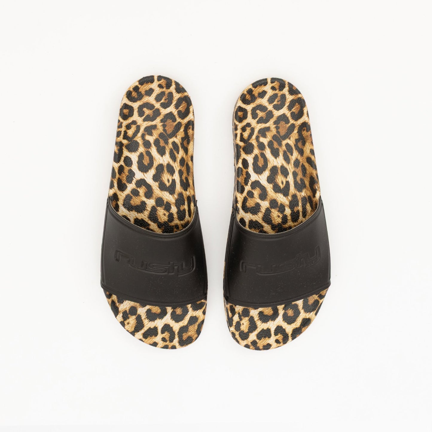 Ojotas Lennie Leopard Slide Black