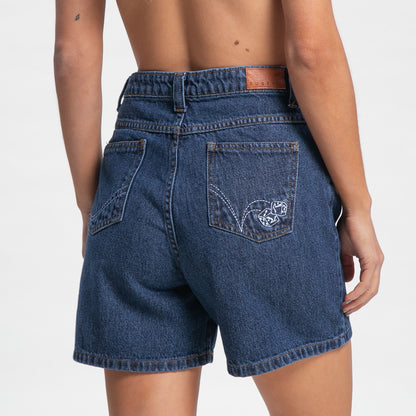 Bermuda Rusty Lucky High Denim Short Ld Deep Blue