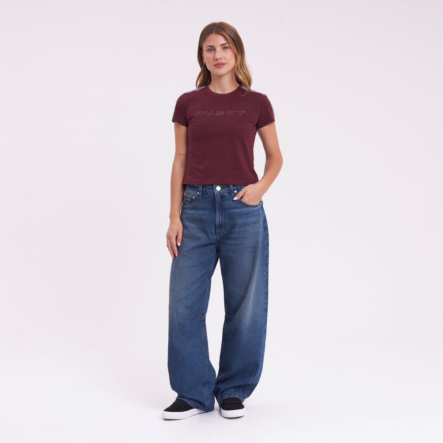 Jean Mercy Baggy Mid Rise Middy Blue