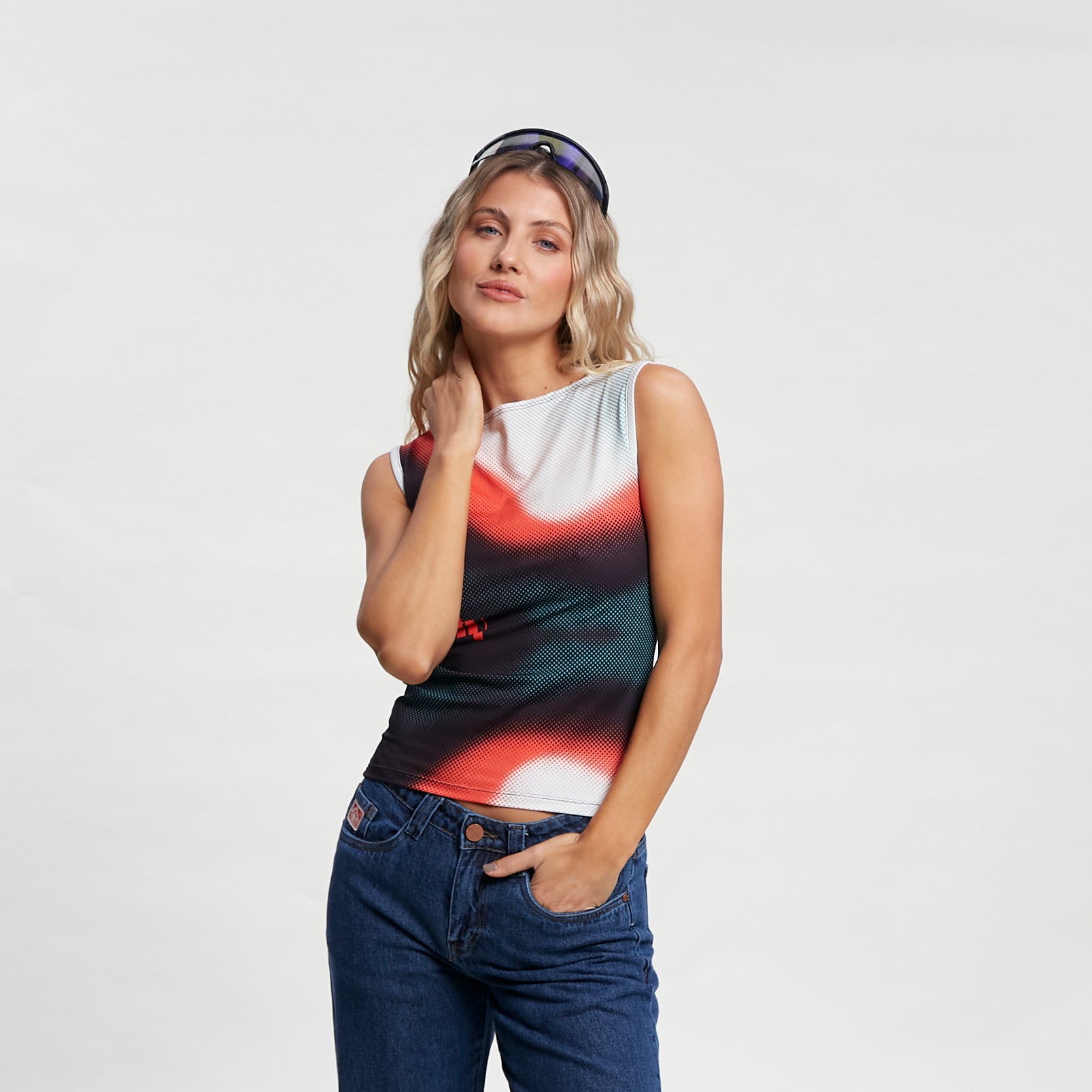 Fashion Top Meshy Allover Tank Ld Navy