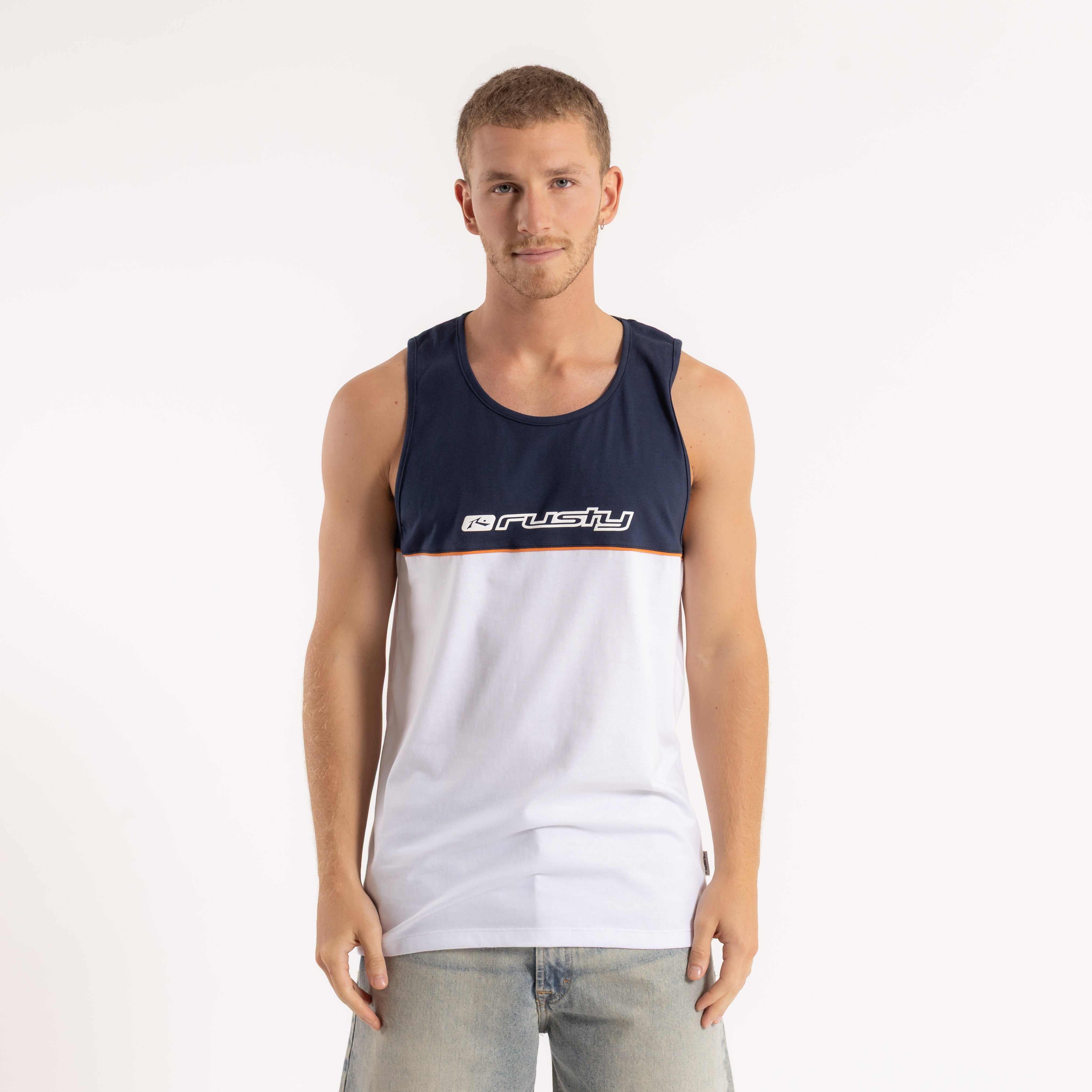 Musculosa Infinity White/Navy Blue
