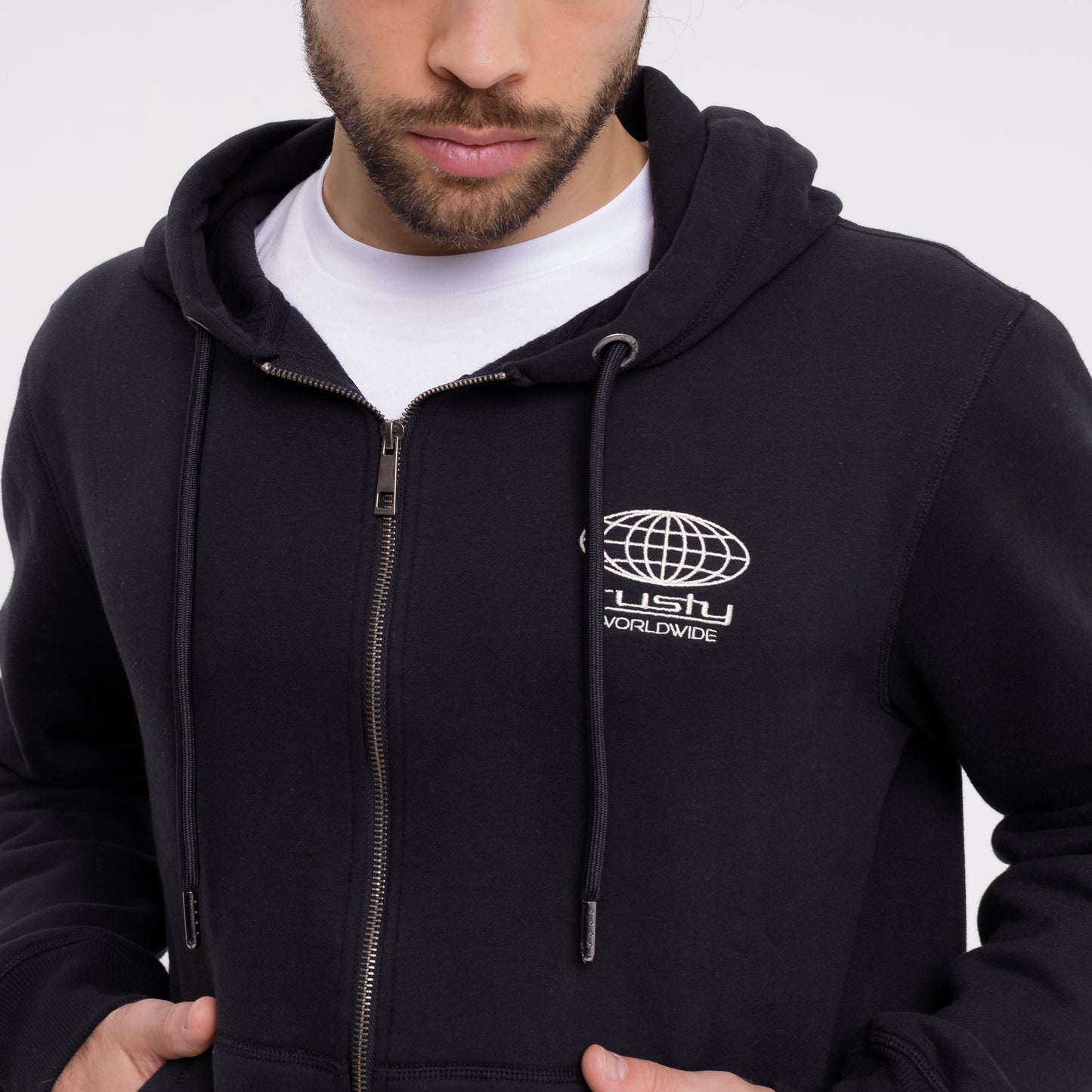 Campera Canguro One Logo Zip Black
