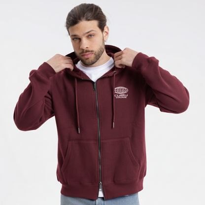 Campera Canguro One Logo Zip Brown Espresso