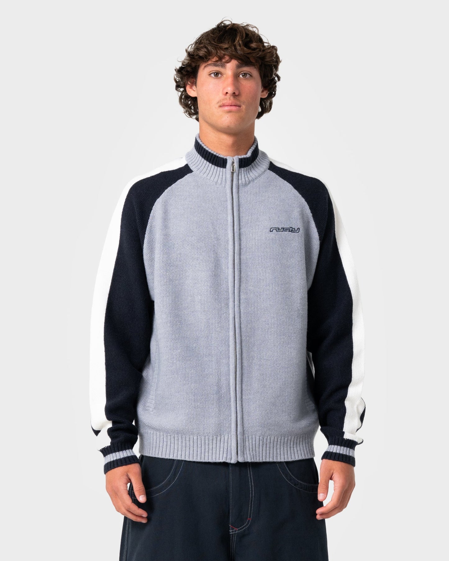 Sweater Sparsity Knitted Bomber Grey Marle