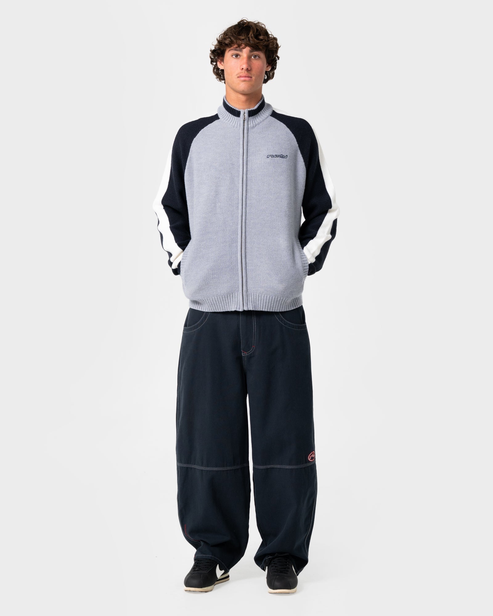 Sweater Sparsity Knitted Bomber Grey Marle
