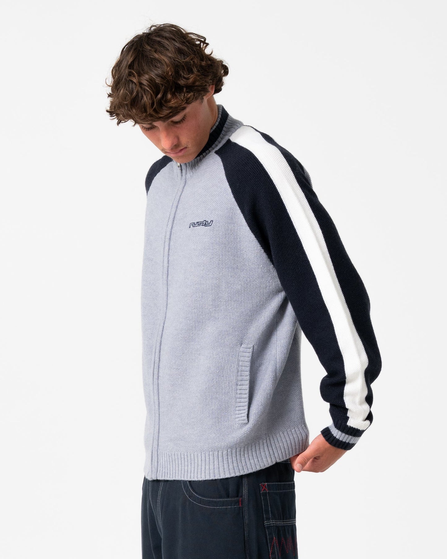 Sweater Sparsity Knitted Bomber Grey Marle