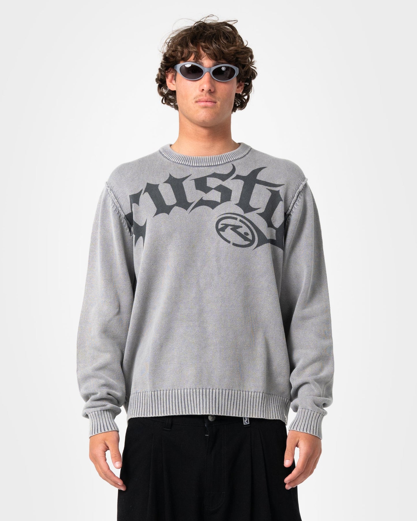Sweater Saxon Printed Sweater Steel Blue