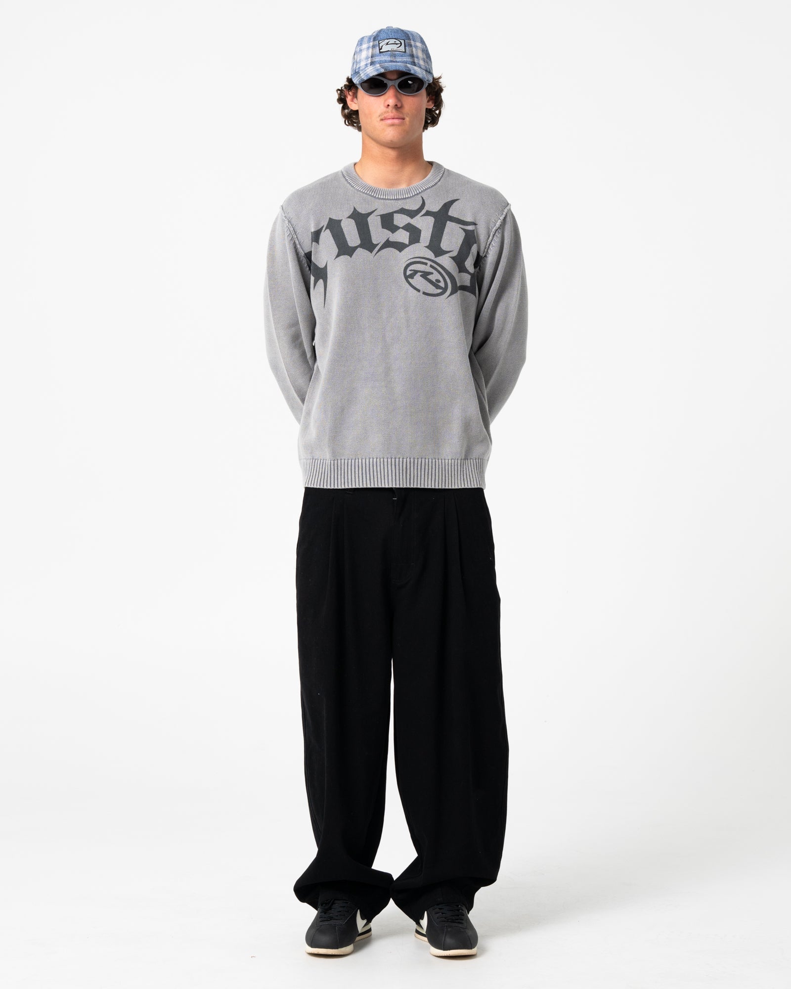 Sweater Saxon Printed Sweater Steel Blue