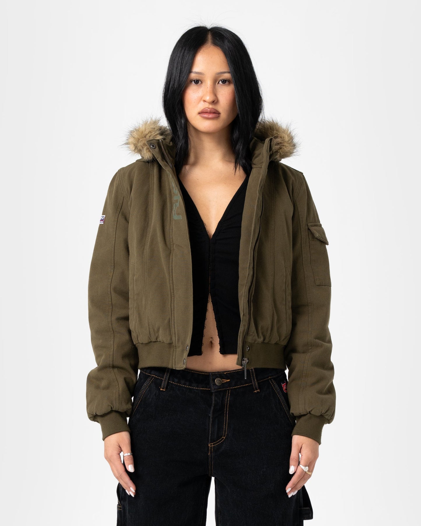 Campera Abrigo Ultra Furry Bomber Jacket Green