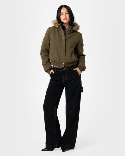 Campera Abrigo Ultra Furry Bomber Jacket Green