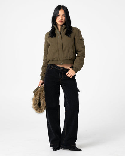 Campera Abrigo Ultra Furry Bomber Jacket Green