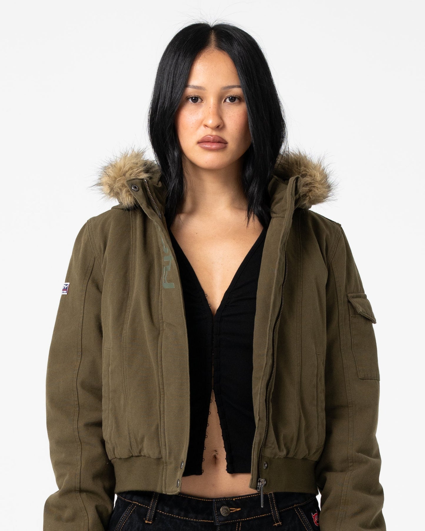 Campera Abrigo Ultra Furry Bomber Jacket Green