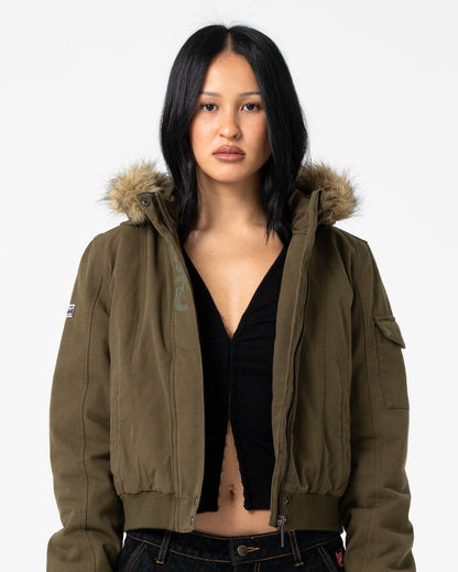 Campera Abrigo Ultra Furry Bomber Jacket Green