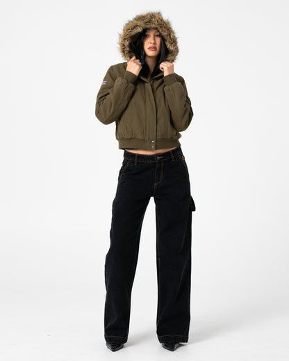Campera Abrigo Ultra Furry Bomber Jacket Green