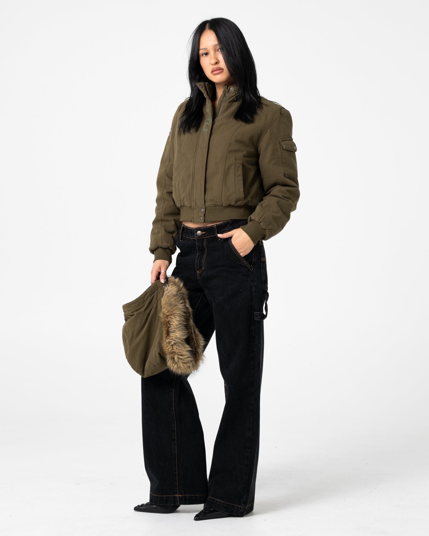 Campera Abrigo Ultra Furry Bomber Jacket Green