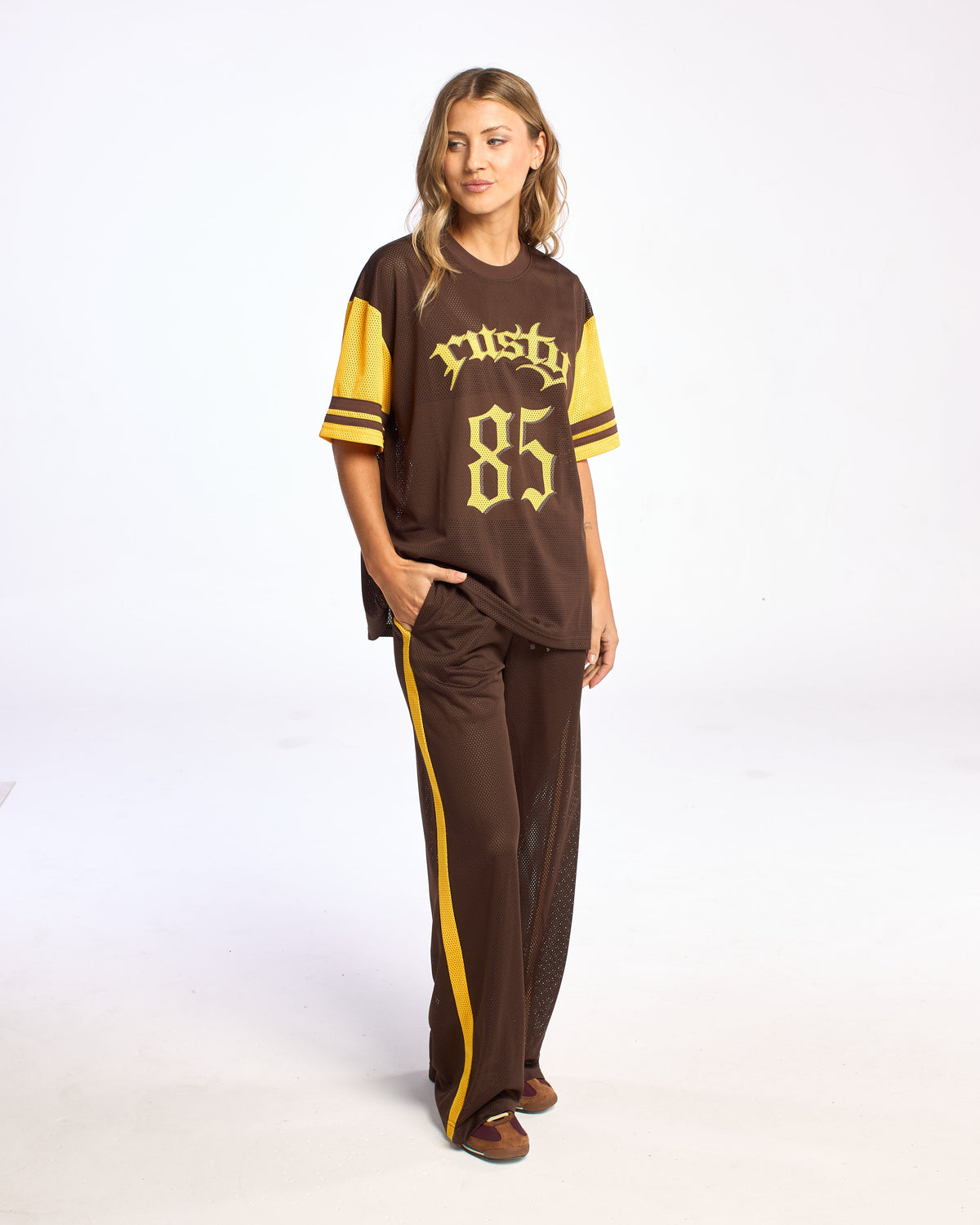 Pantalon Rag Stripe Wide Leg Mesh Java/Amber