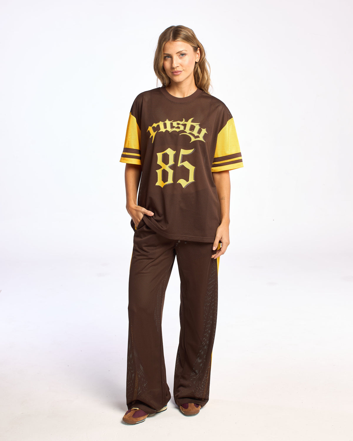 Pantalon Rag Stripe Wide Leg Mesh Java/Amber