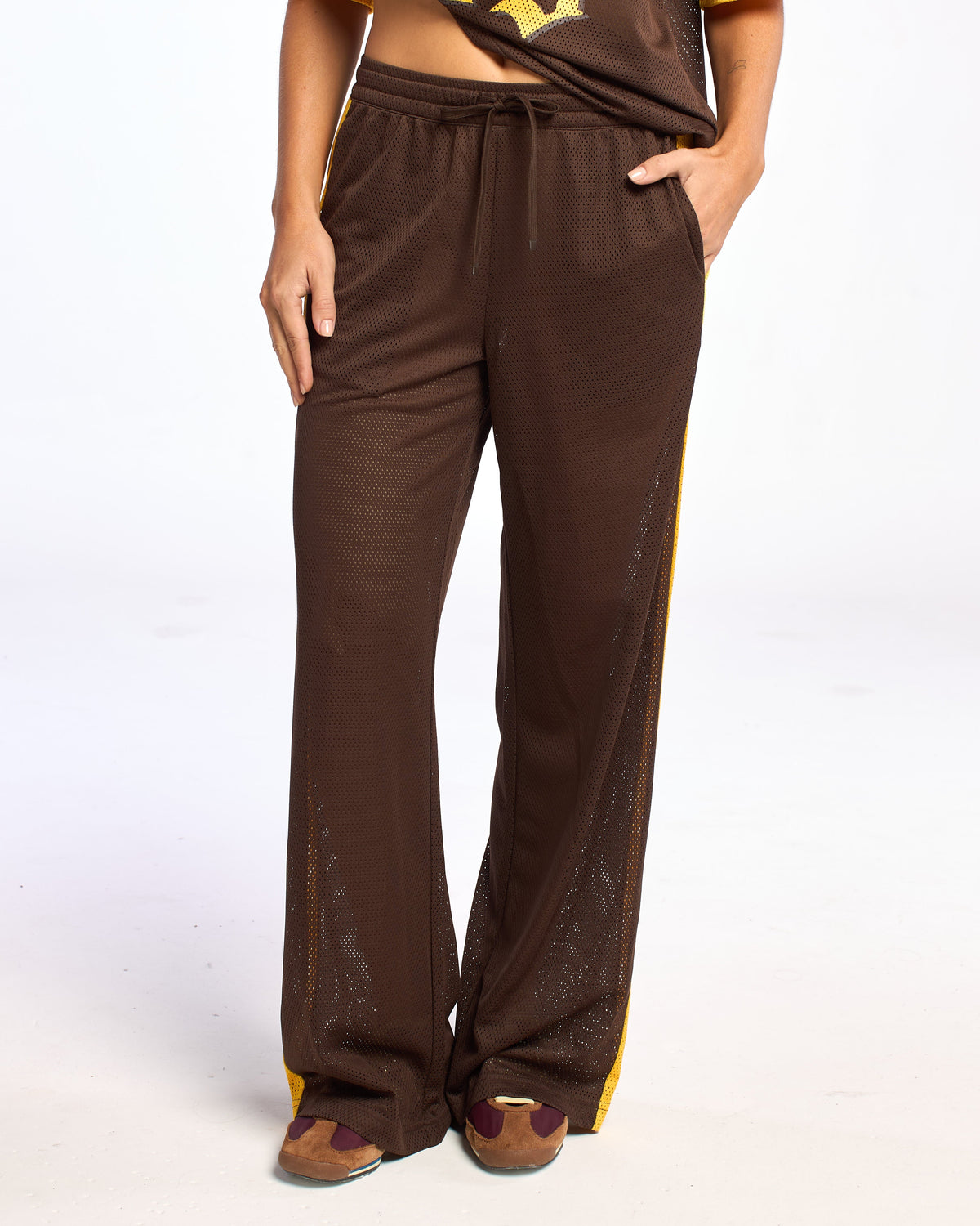 Pantalon Rag Stripe Wide Leg Mesh Java/Amber