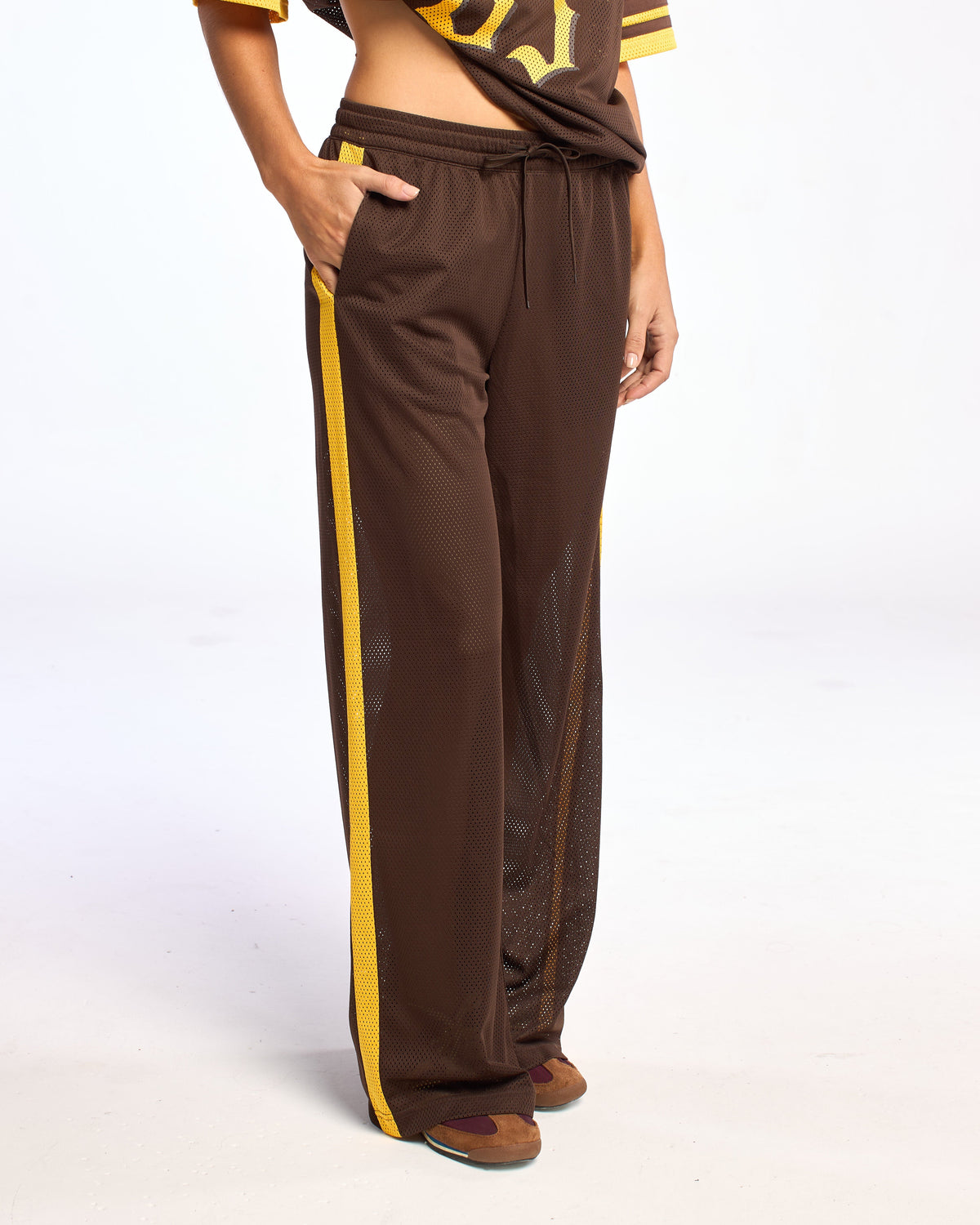 Pantalon Rag Stripe Wide Leg Mesh Java/Amber