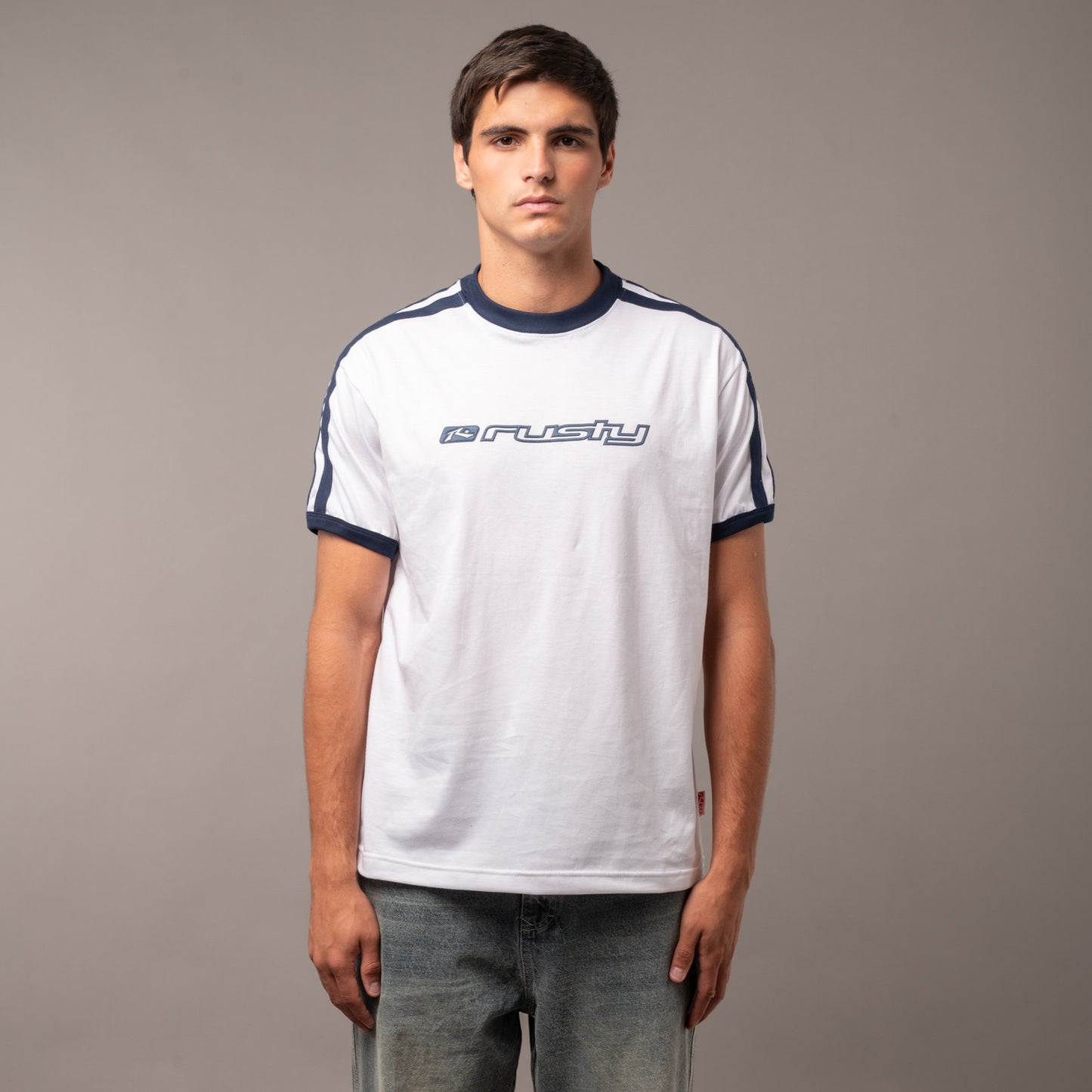 Remera Pedro White/Navy Blue