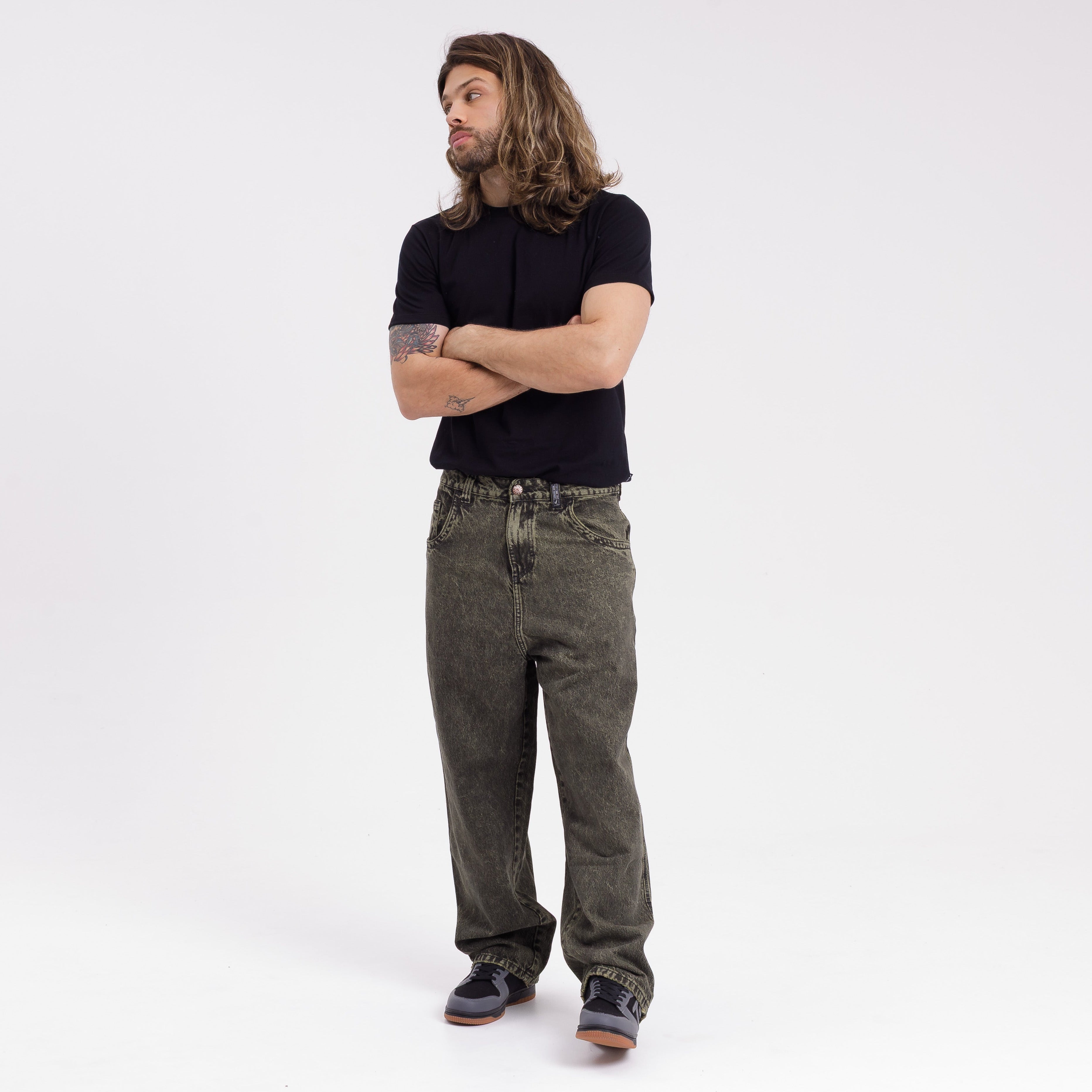 Jean R Dot Overdyed Green