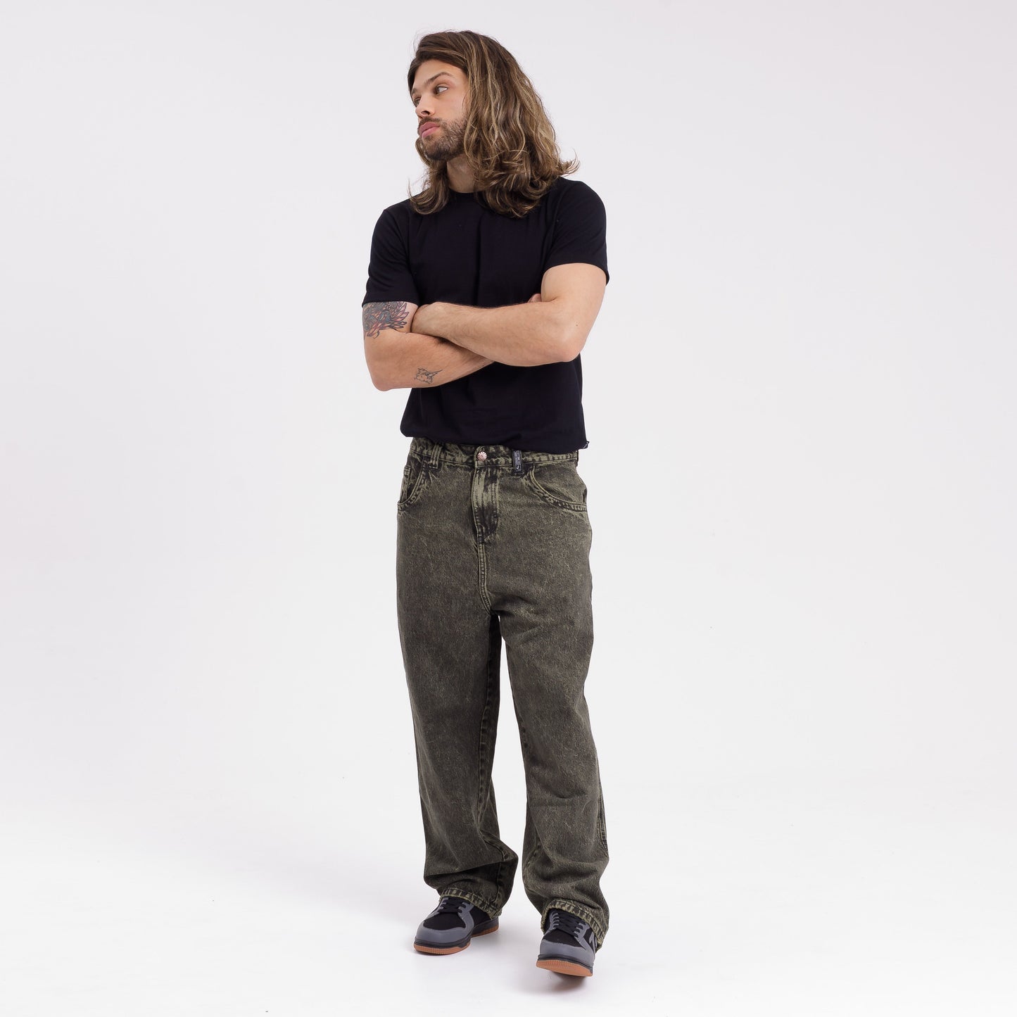 Jean R Dot Overdyed Green