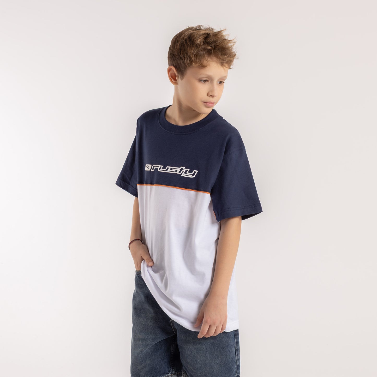 Remera Infinity Junior White/Navy Blue