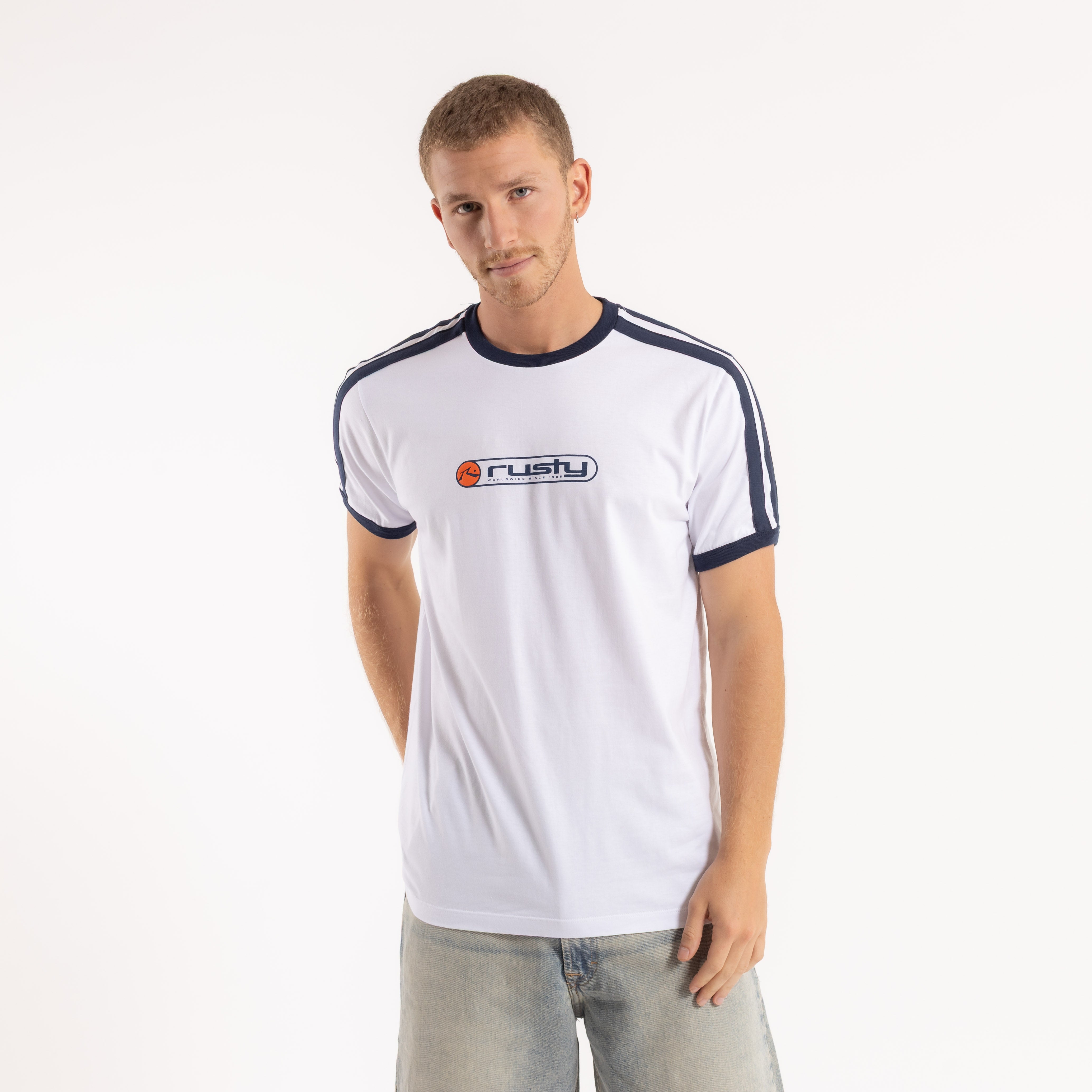 Remera Poppa White/Navy Blue