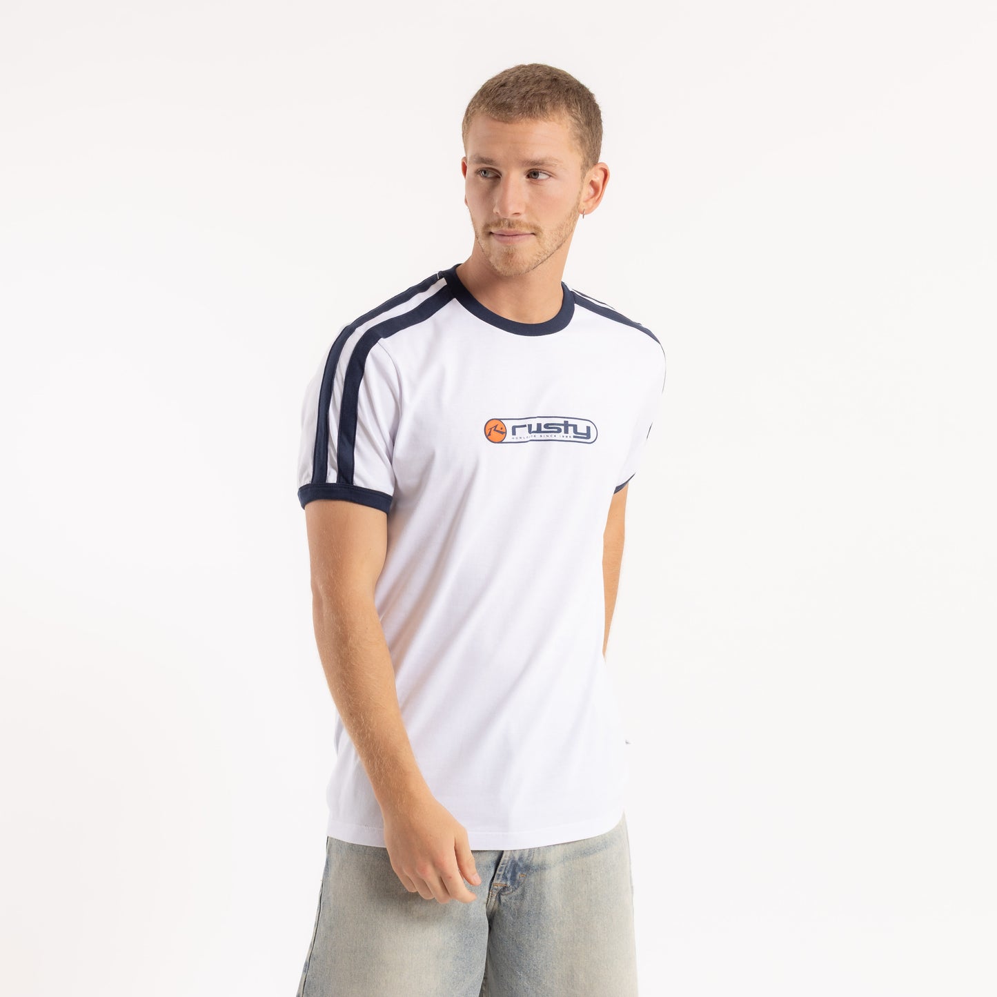Remera Poppa White/Navy Blue