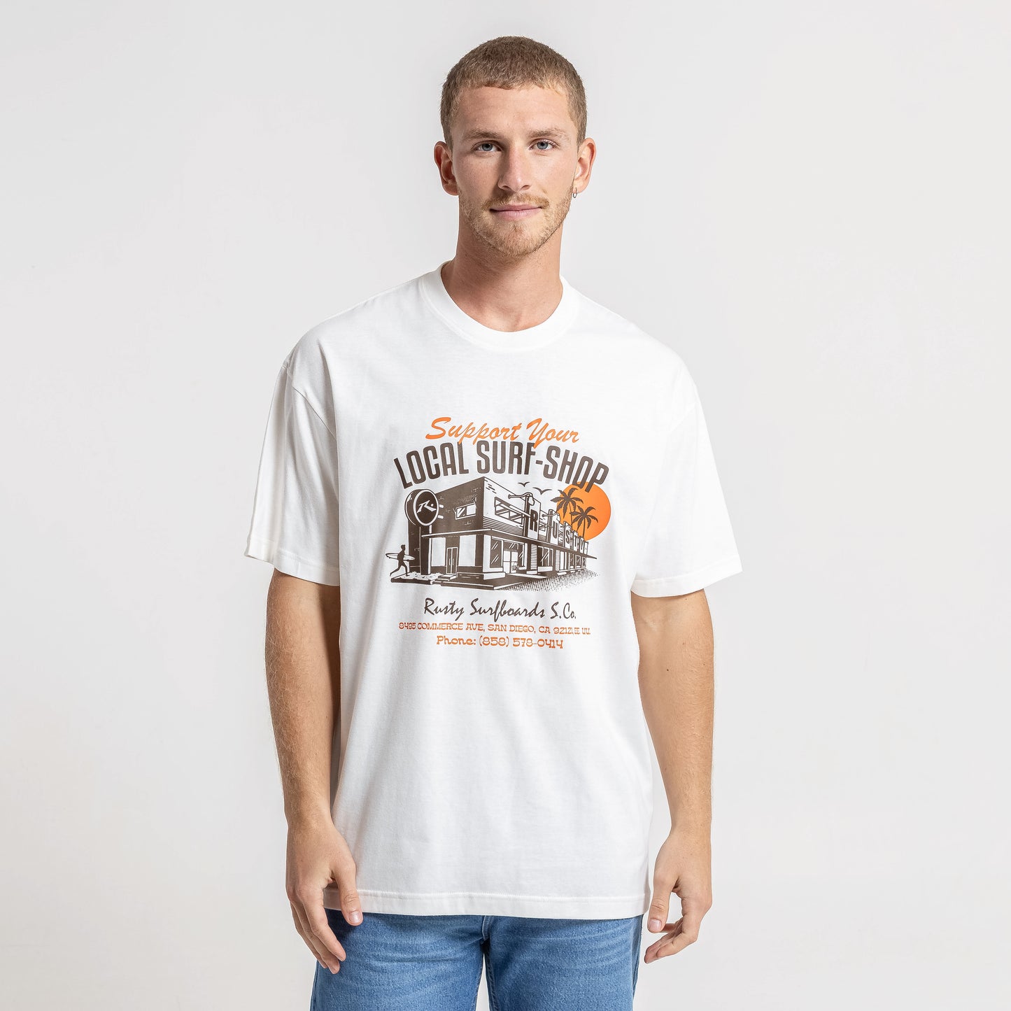 Remera Support Your Local Ecru