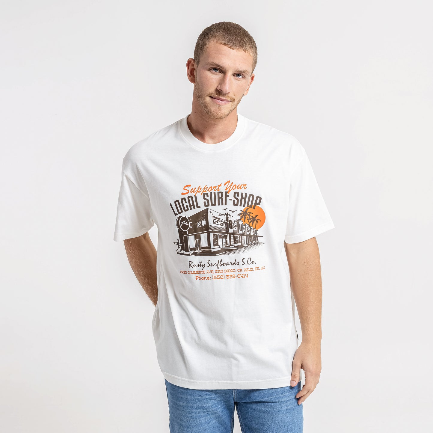 Remera Support Your Local Ecru