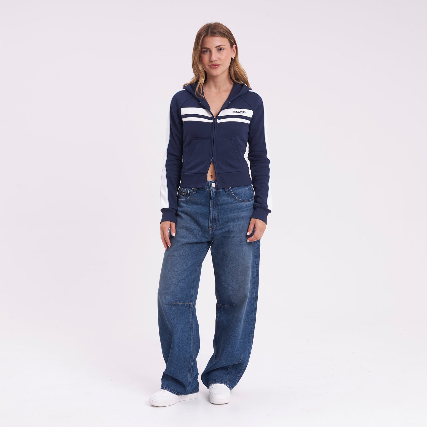 Campera Canguro Retro Lines Navy Blue