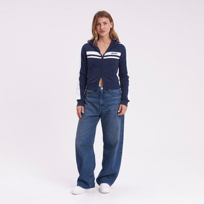 Campera Canguro Retro Lines Navy Blue