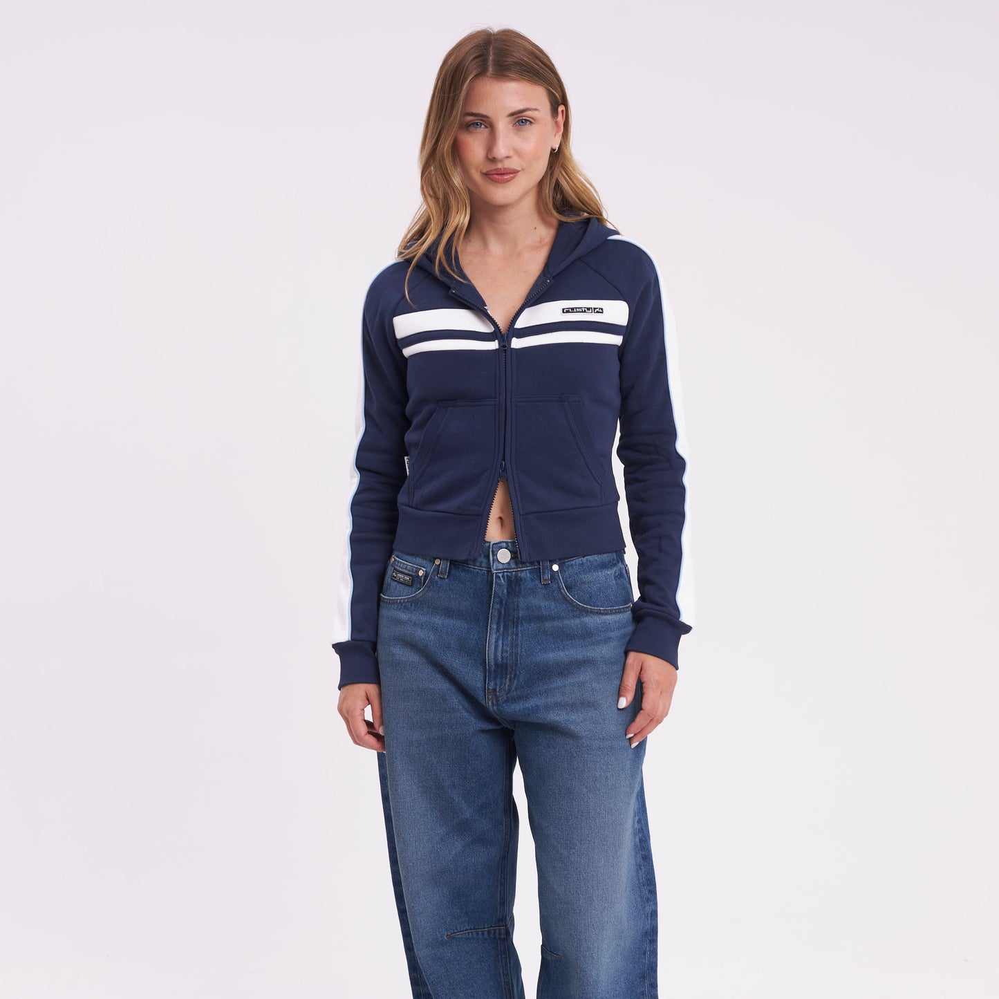 Campera Canguro Retro Lines Navy Blue