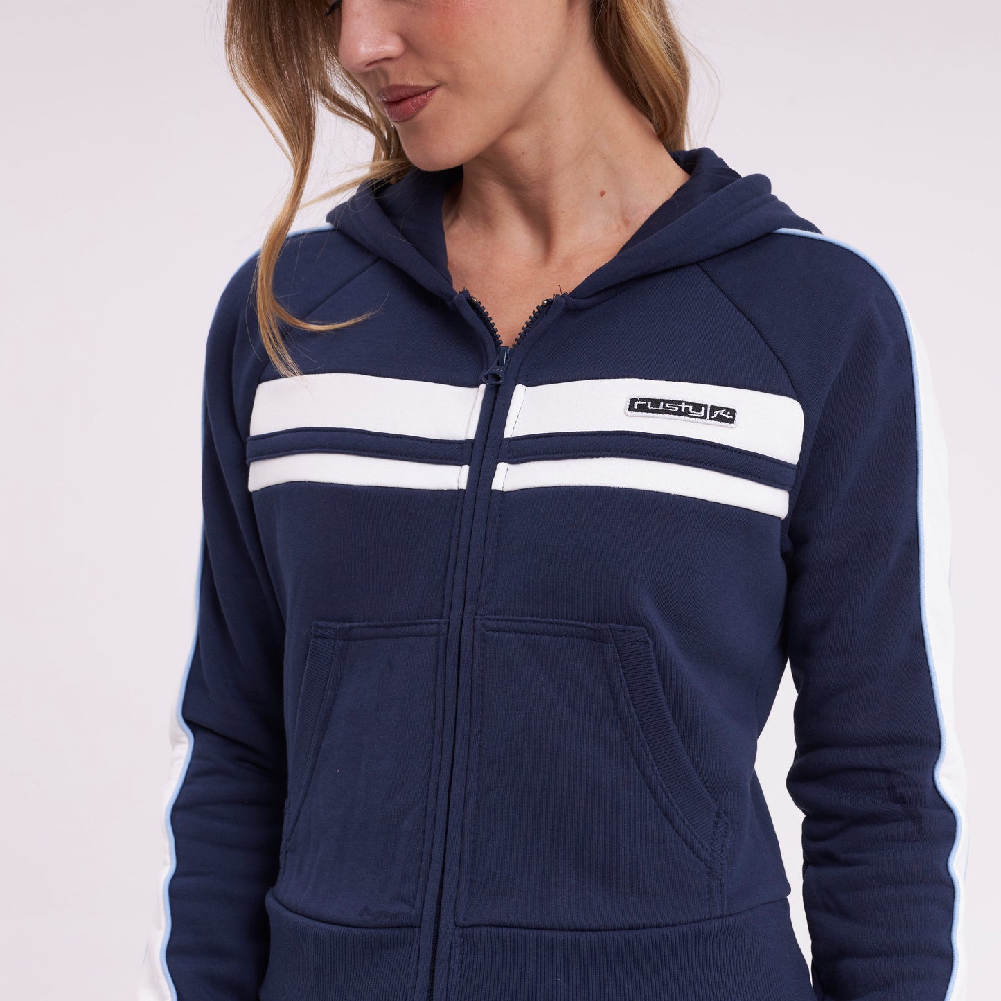 Campera Canguro Retro Lines Navy Blue