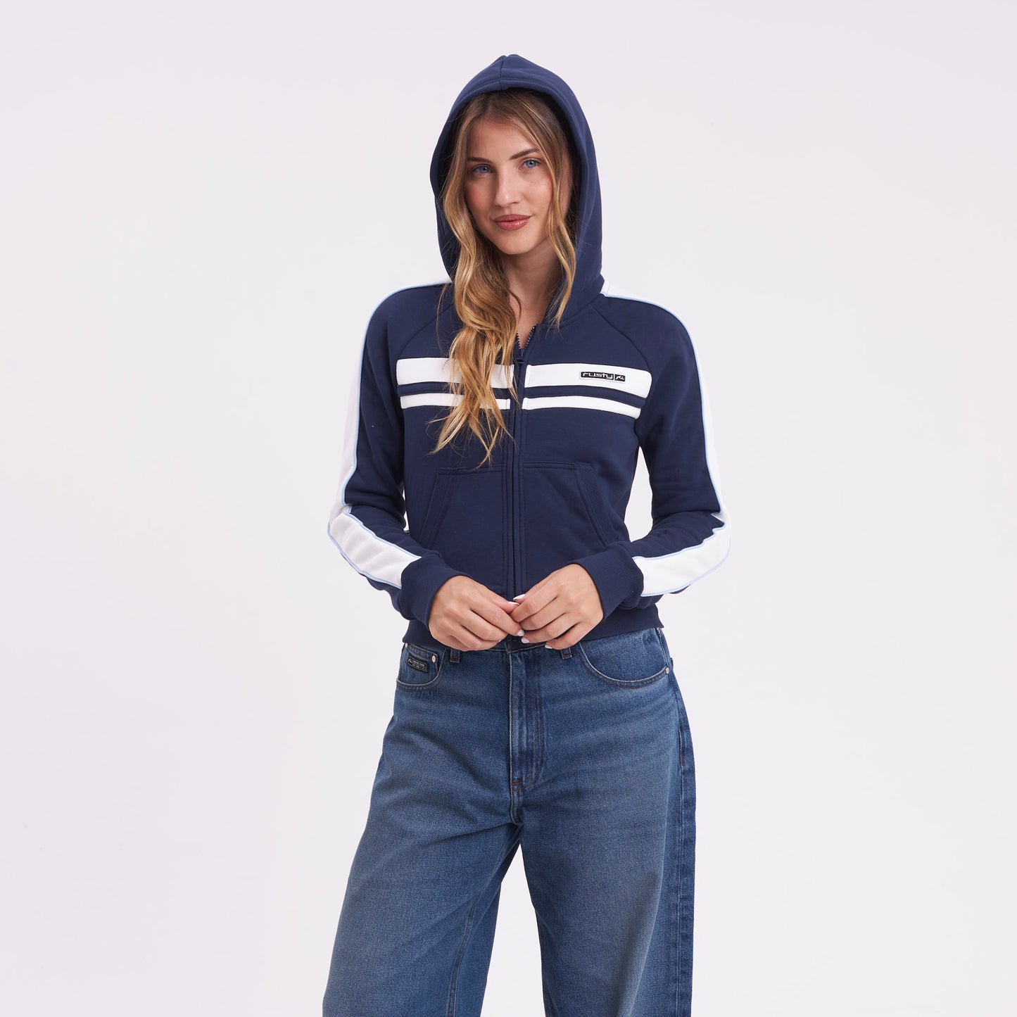 Campera Canguro Retro Lines Navy Blue